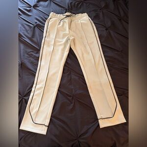 Men's Stylish Cream Joggers with Black Accents